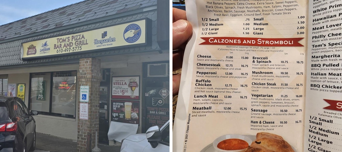 Tom's Pizza Place Menu
